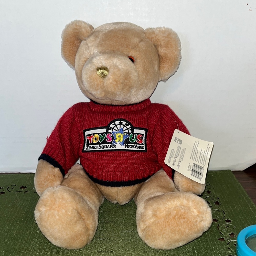 Toys R Us Tan Stuffed Bear with Red Sweater